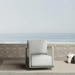 Rocking chair en aluminium pour jardin couleur taupe Zion