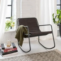 Rocking chair en cuir noir Sydney