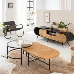 Rocking chair en cuir noir Sydney