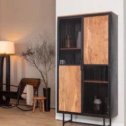 Rocking chair en cuir noir Sydney