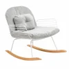 Rocking chair en métal blanc tissu gris Ethan