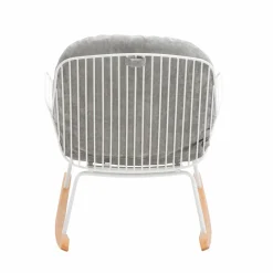 Rocking chair en métal blanc tissu gris Ethan