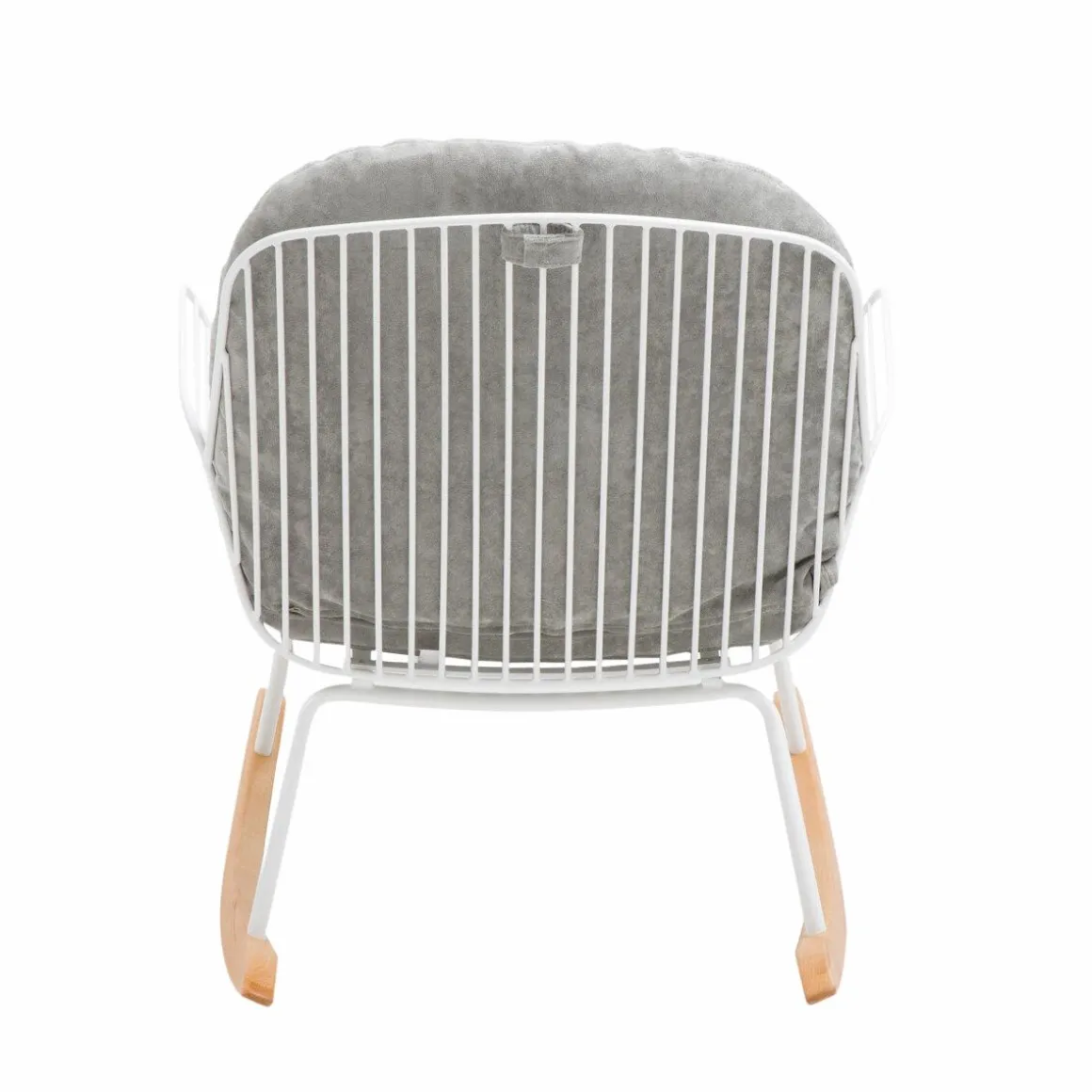 Rocking chair en métal blanc tissu gris Ethan