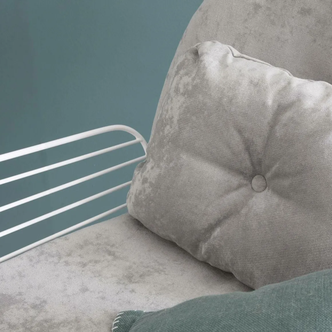 Rocking chair en métal blanc tissu gris Ethan