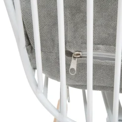 Rocking chair en métal blanc tissu gris Ethan