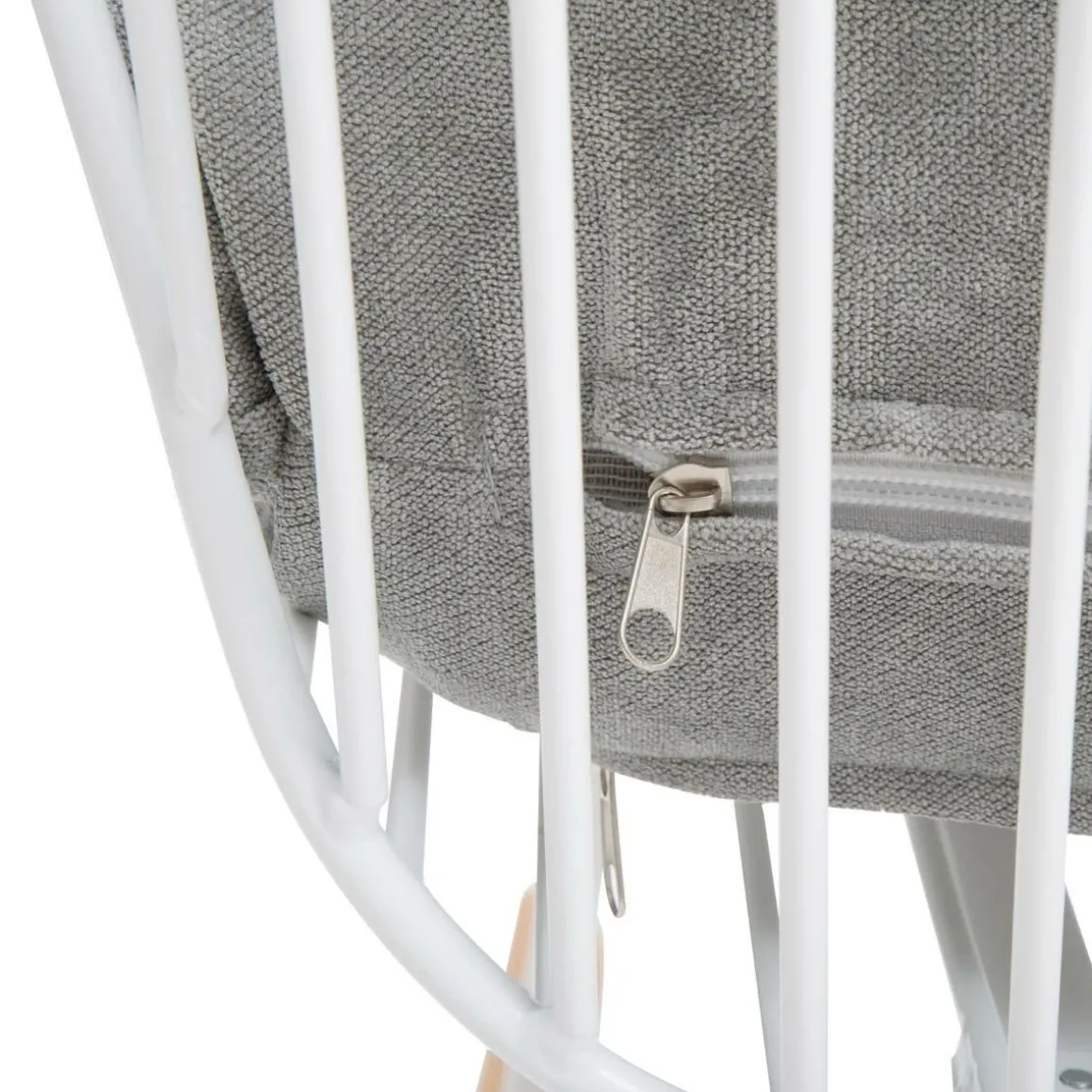 Rocking chair en métal blanc tissu gris Ethan