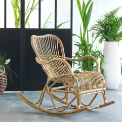 Rocking chair vintage en rotin Rattan