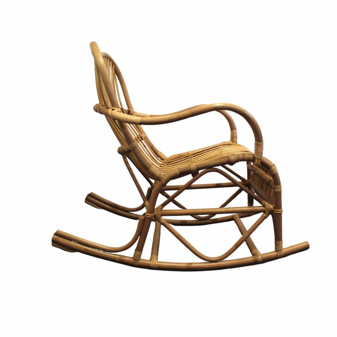 Rocking chair vintage en rotin Rattan