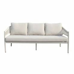 Salon de jardin à cordes 5 places gris taupe Sayen