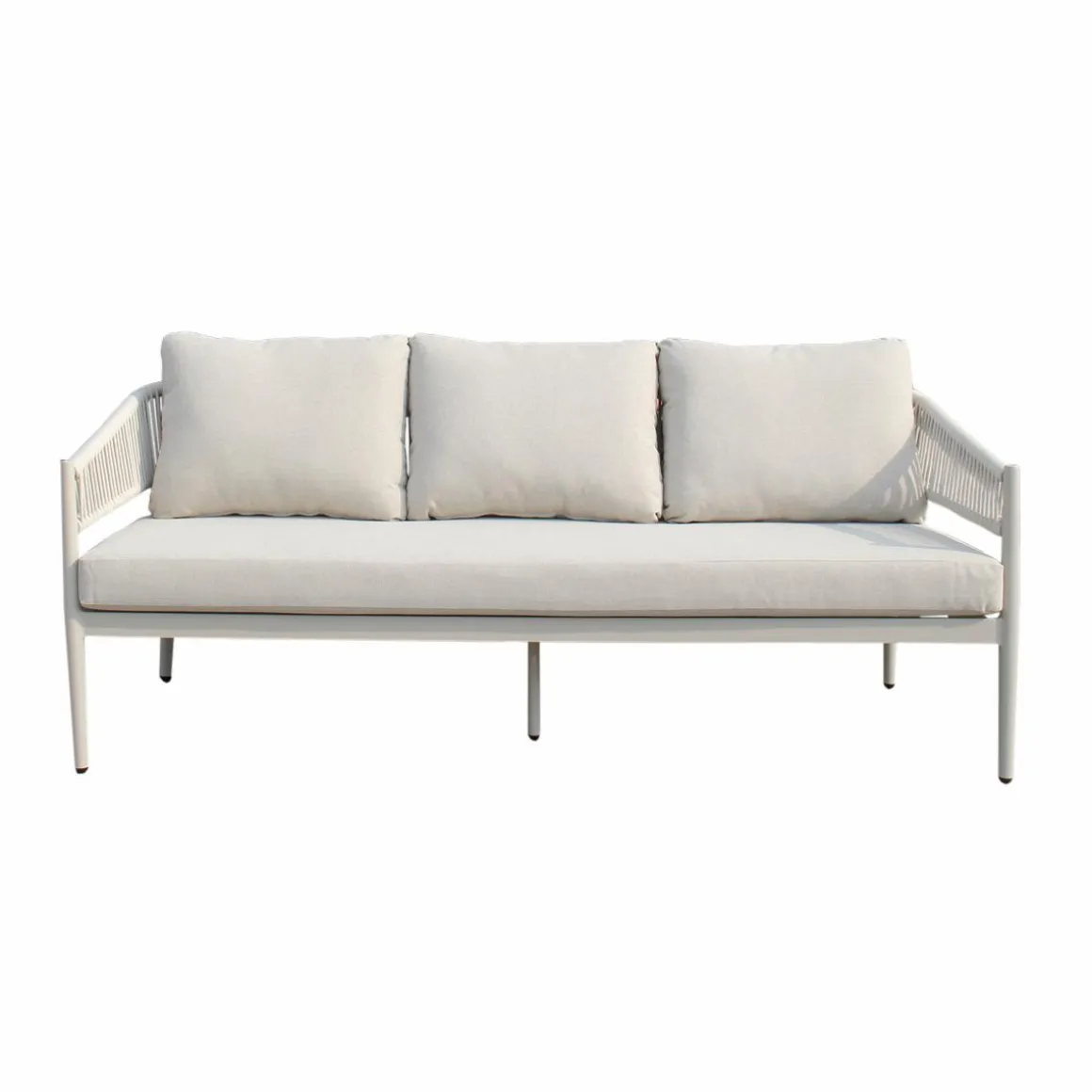 Salon de jardin à cordes 5 places gris taupe Sayen