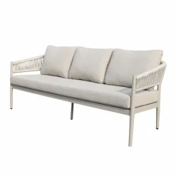 Salon de jardin à cordes 5 places gris taupe Sayen