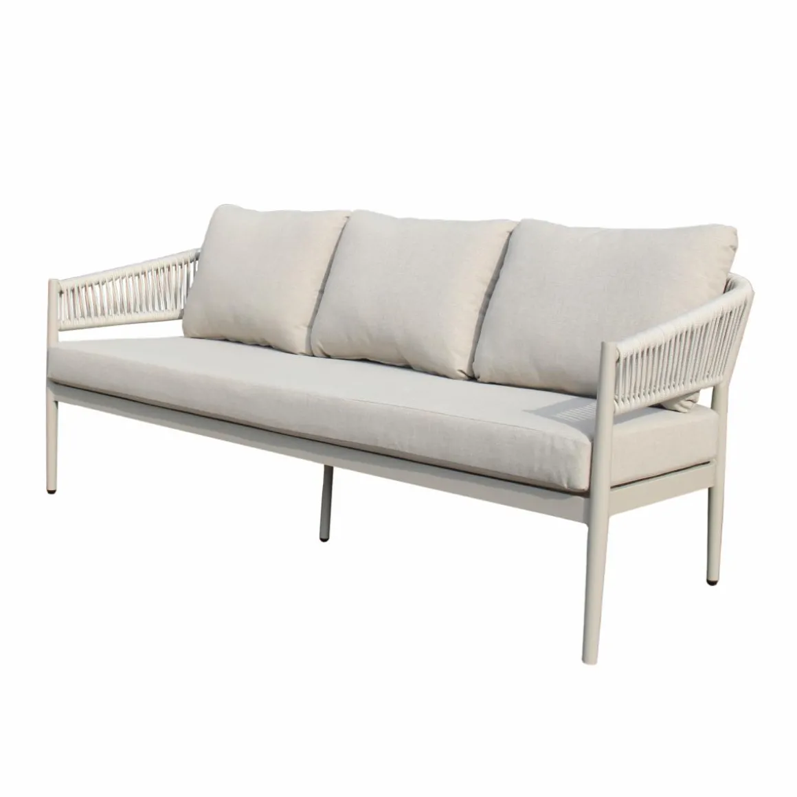 Salon de jardin à cordes 5 places gris taupe Sayen