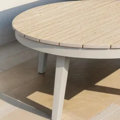 Salon de jardin à cordes 5 places gris taupe Sayen