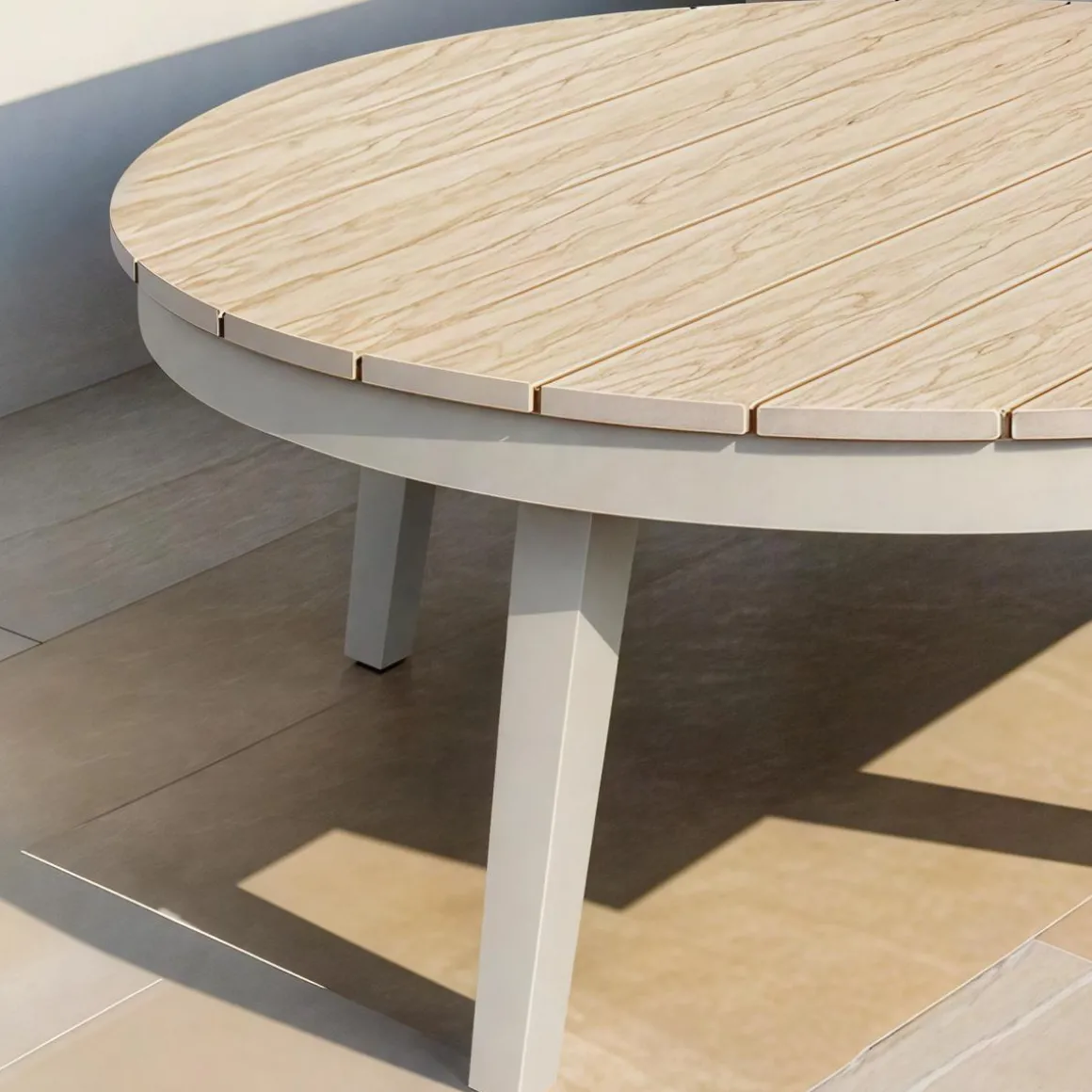 Salon de jardin à cordes 5 places gris taupe Sayen