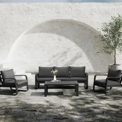 Salon de jardin 5 places gris foncé Auguste