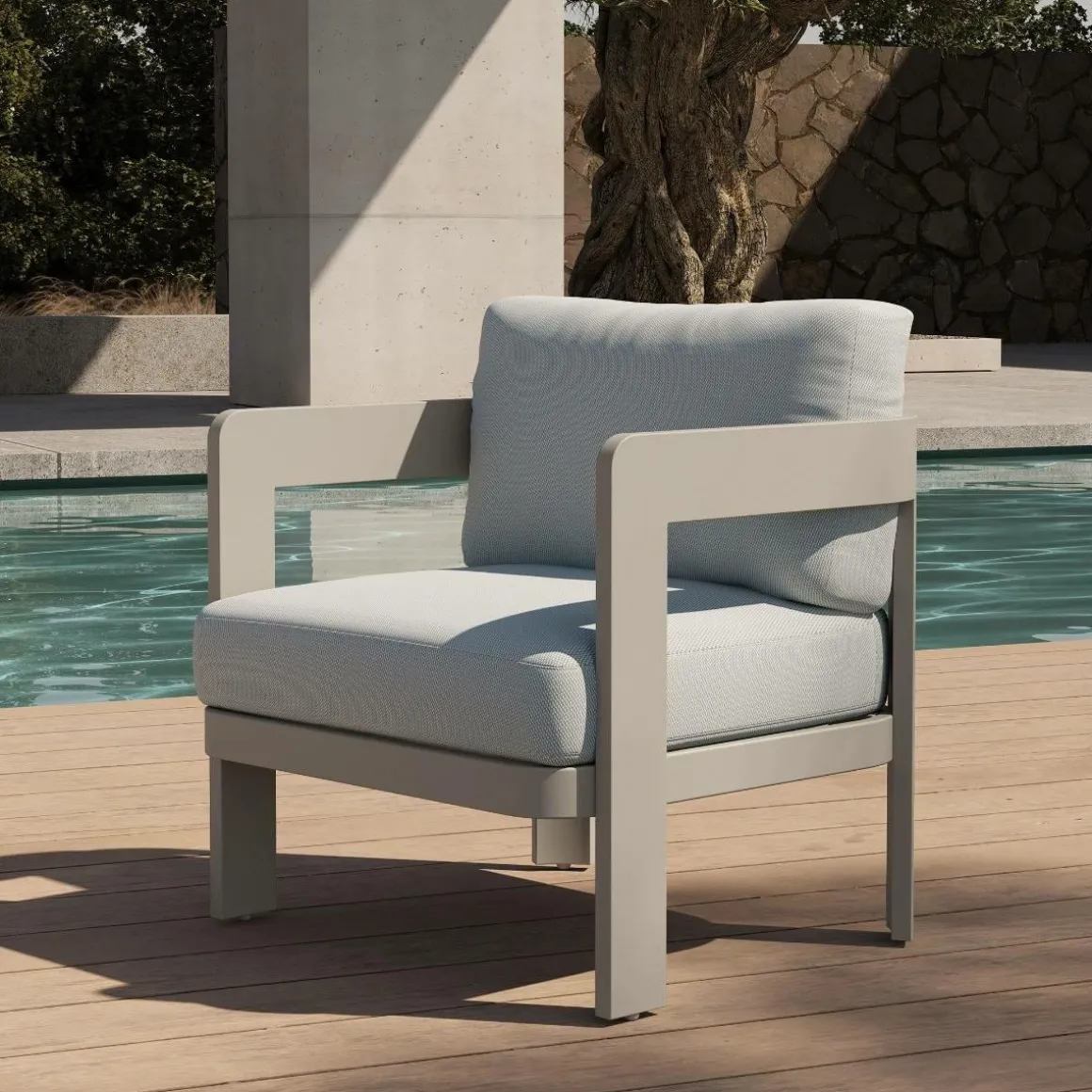 Salon de jardin en aluminium taupe Loréa