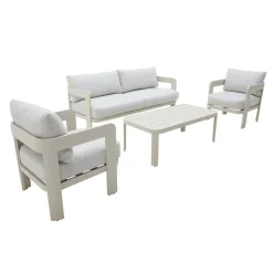 Salon de jardin en aluminium taupe Loréa