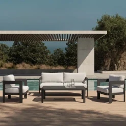 Salon de jardin en aluminium gris foncé Loréa