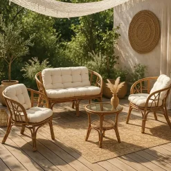 Salon de jardin en rotin 4 places Rattan