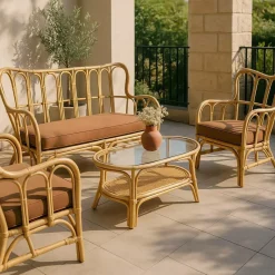 Salon de jardin en rotin terracotta Rattan