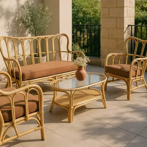 Salon de jardin en rotin terracotta Rattan