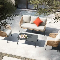 Salon de jardin gris à cordes 5 places Sayen