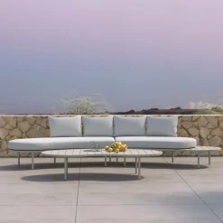 Salon de jardin haricot en aluminium taupe Zion