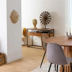 Sculpture façon roue en bois et métal Georgia