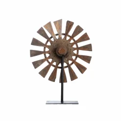 Sculpture façon roue en bois et métal Georgia