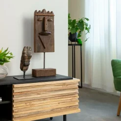 Sculpture visage en bois Liséa