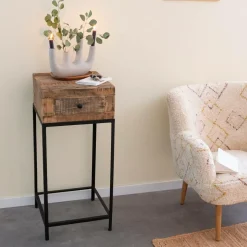 Sellette en bois recyclé et métal Vicky