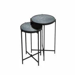 Sellette gigogne en métal et en verre Florian