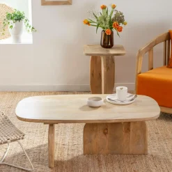 Set de 2 tables basses en bois de manguier Tom