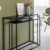 Set de deux consoles en aluminium et métal noir Linda