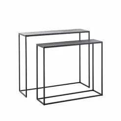 Set de deux consoles en aluminium et métal noir Linda