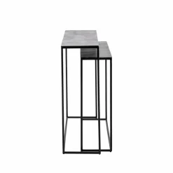Set de deux consoles en aluminium et métal noir Linda