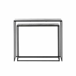 Set de deux consoles en aluminium et métal noir Linda