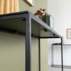 Set de deux consoles en aluminium et métal noir Linda