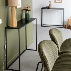 Set de deux consoles en aluminium et métal noir Linda