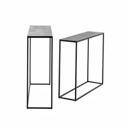 Set de deux consoles en aluminium et métal noir Linda