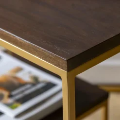 Set de deux consoles en bois de manguier et métal Léon