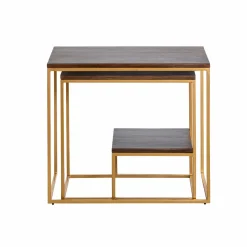 Set de deux consoles en bois de manguier et métal Léon