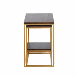 Set de deux consoles en bois de manguier et métal Léon