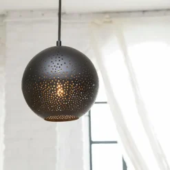 Suspension ajourée en métal noir Félix