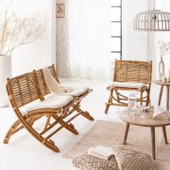 Suspension blanche en bambou Rattan