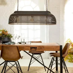 Suspension en métal noire intérieur doré Clémence