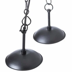 Suspension striée en métal noir Luna