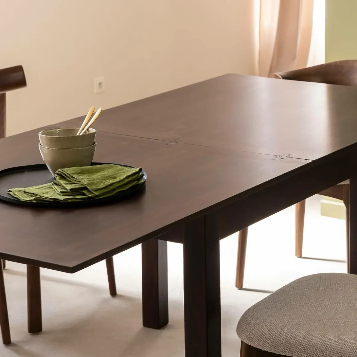 Table à manger avec allonges en bois de manguier Syanna