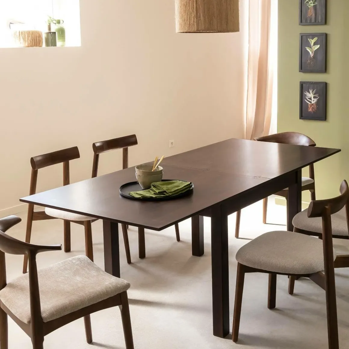 Table à manger avec allonges en bois de manguier Syanna