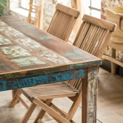 Table à manger en bois recyclé coloré Ethnik